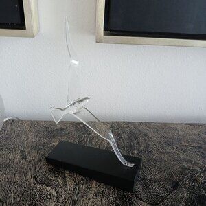 Rare Hans Godo Frabel Studio Seagull Sculpture Art Clear Glass MCM Number Signed